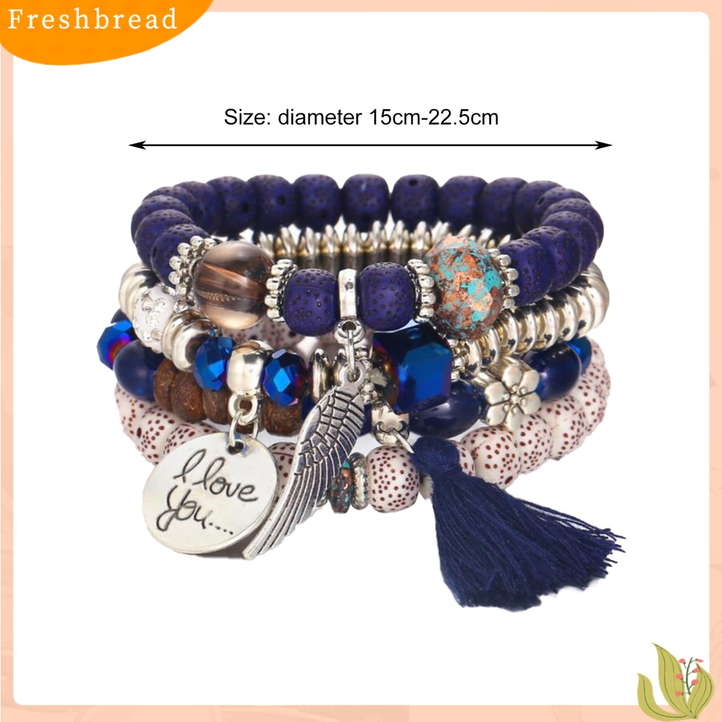 &lt; Freshbread &gt; 4Pcs/Set Gelang Manik-Manik Gaya Bohemian Dapat Ditumpuk Multi-layer Modern Nice-looking Charm Bracelet Untuk Wanita