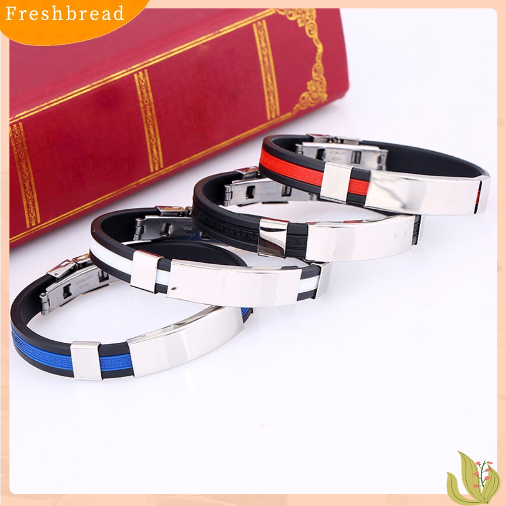 &lt; Freshbread &gt; Fashion Silikon Gelang Gelang Pria Adjustable Bangle Perhiasan Hadiah Ulang Tahun