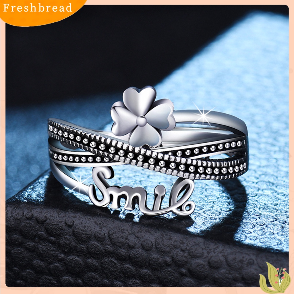 &lt; Freshbread &gt; Cincin Terbuka Geometris Multi Layer Terbuka Desain Nyaman Dipakai Gaya Salib Dekorasi Sentuhan Kulit Gaya Korea 4daun Semanggi Cincin Perhiasan Fashion