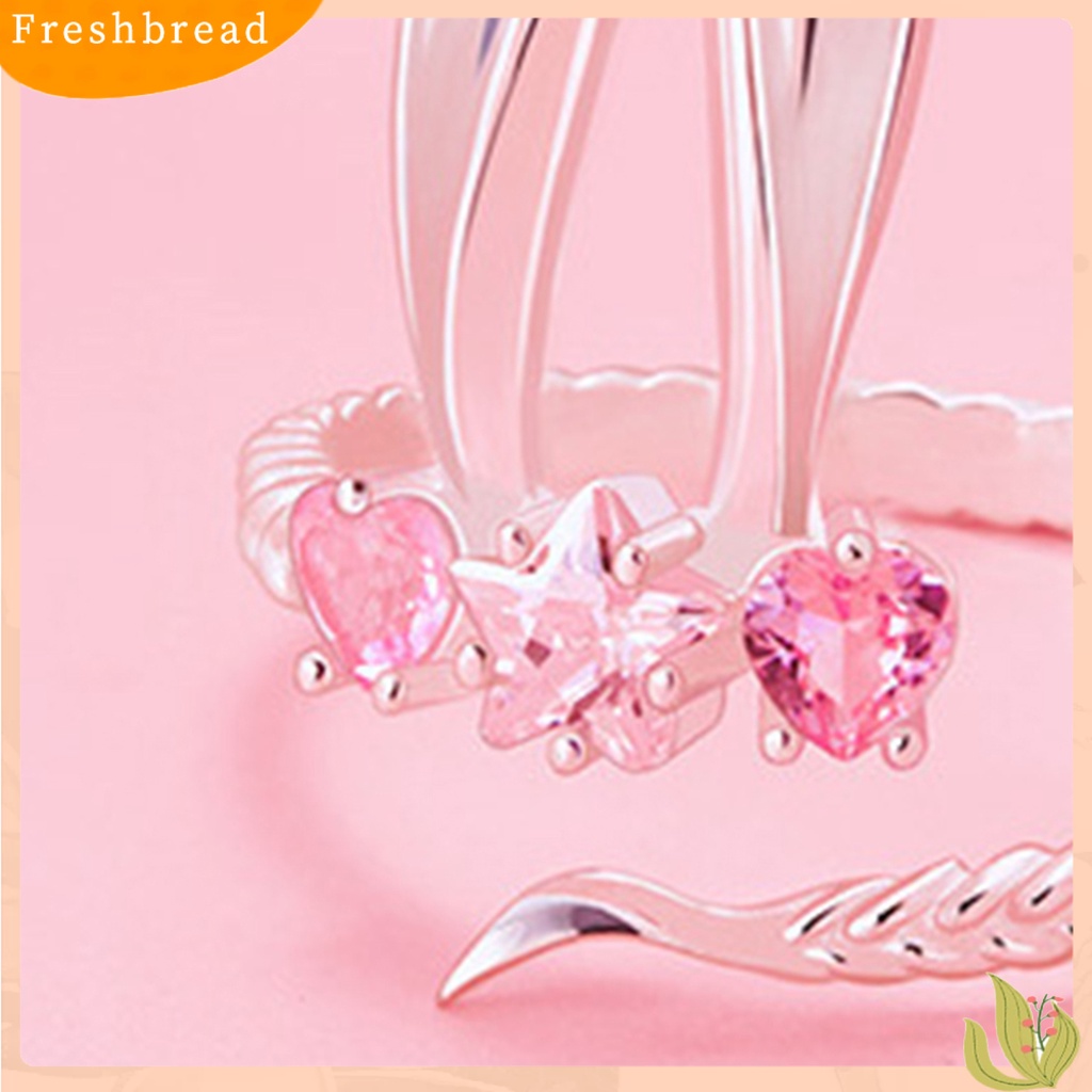 &lt; Freshbread &gt; Wanita Cincin Pembukaan Lucu Manis Hadiah Hari Valentine Merah Muda Berlian Imitasi Tertanam Kelinci Jari Cincin Perhiasan Fashion