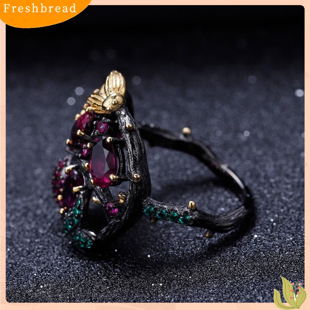 &lt; Freshbread &gt; Gothic Faux Ruby Pohon Cabang Lebah Wanita Jari Cincin Pesta Perjamuan Perhiasan Hadiah