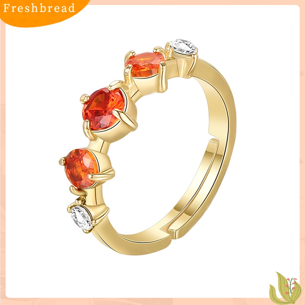 &lt; Freshbread &gt; Wanita Cincin Orange Permata Imitasi Perhiasan Yang Dapat Disesuaikan Vintage Berlian Imitasi Jari Cincin Hadiah Ulang Tahun