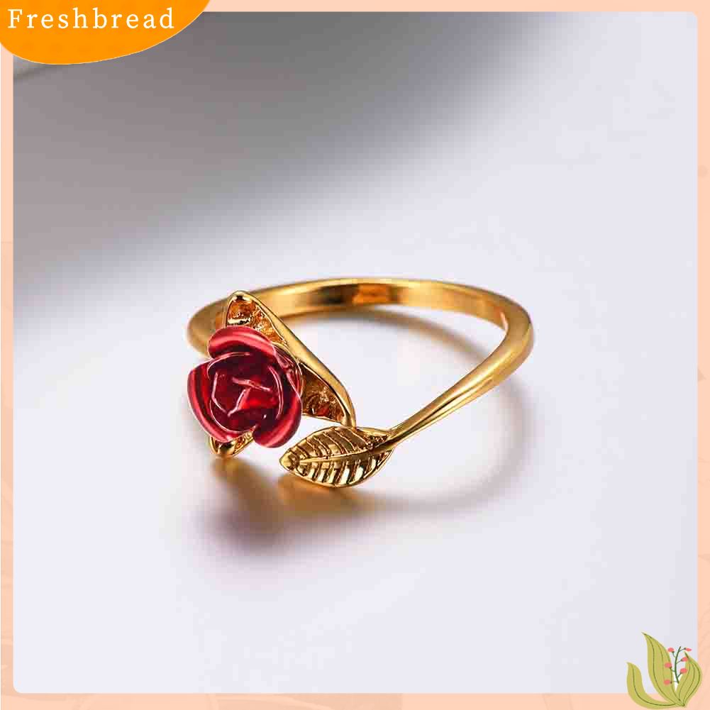 &lt; Freshbread &gt; Wanita Bunga Mawar Terbuka Jari Cincin Adjustable Pernikahan Pertunangan Perhiasan Hadiah