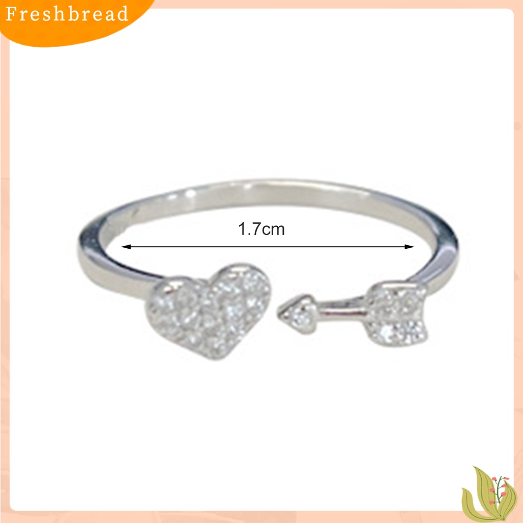 &lt; Freshbread &gt; Wanita Cincin Manis All-match Aksesoris Fashion Open-end Berlian Imitasi Cinta Hati Silvering Finger Ring Untuk Pakaian Sehari-Hari