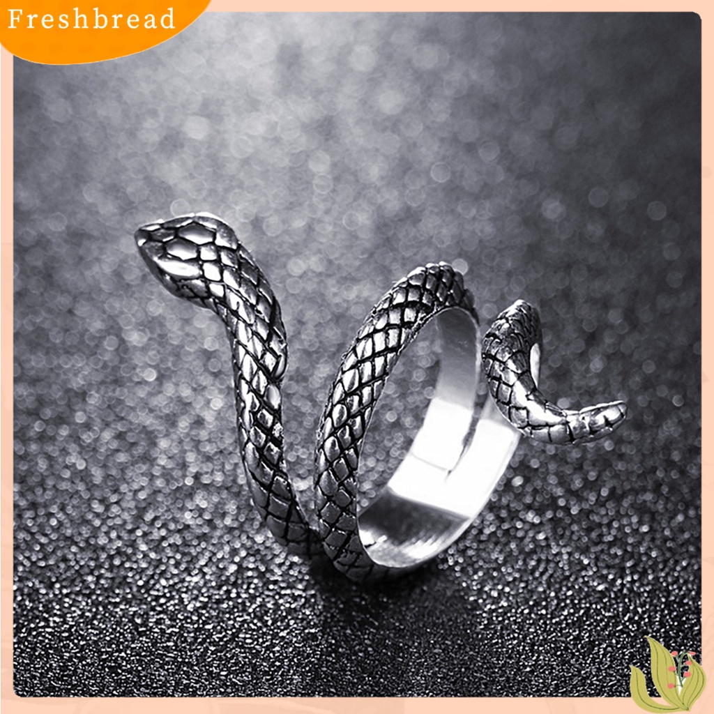 &lt; Freshbread &gt; Cincin Jari Bentuk Ular Perhiasan Hadiah Alloy Punk Cobra Bentuk Ular Ring Untuk Pesta