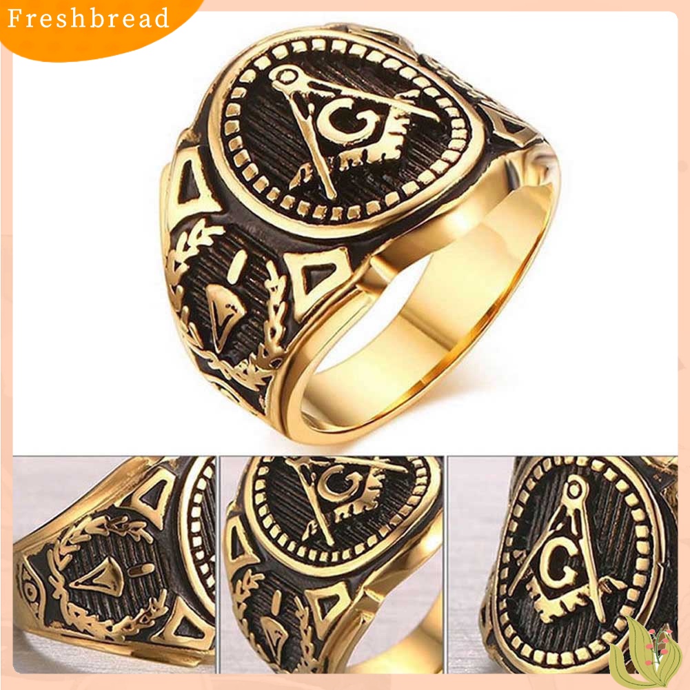 &lt; Freshbread &gt; Vintage Alloy Punk Freemason Sign Masonic Cincin Pria Kepribadian Perhiasan Hadiah