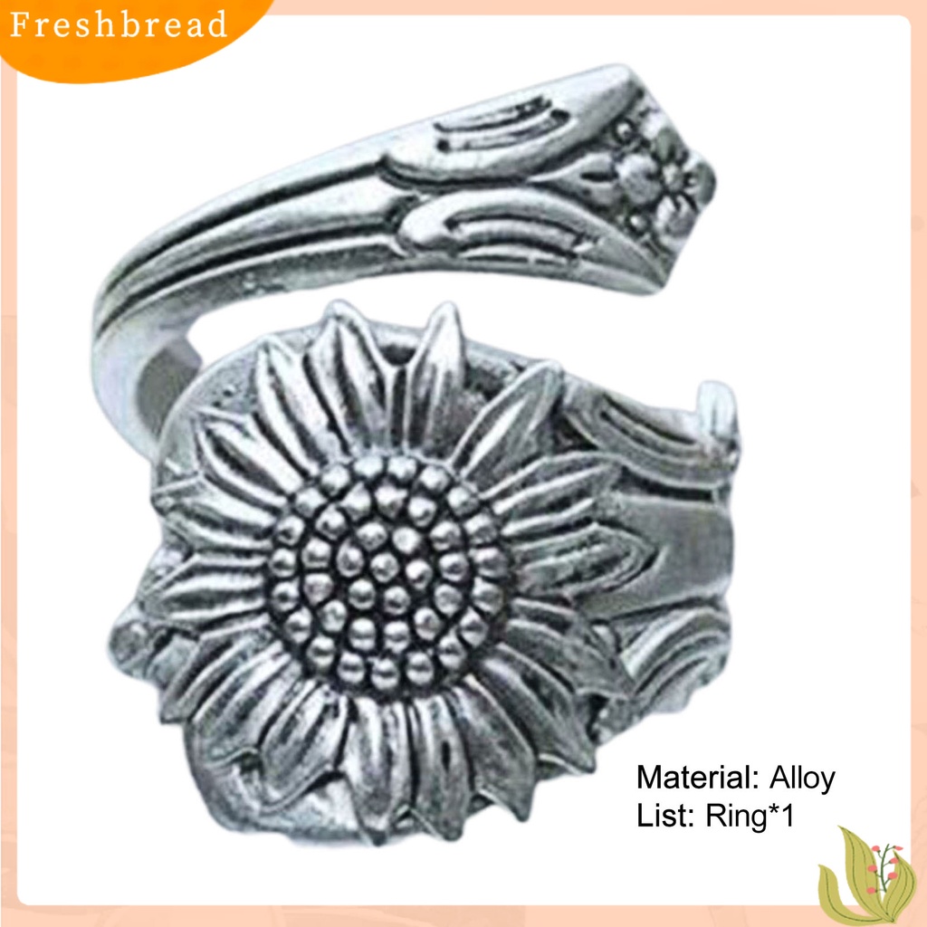 &lt; Freshbread &gt; Cincin Pembukaan Wanita All-match Bunga Matahari Mekar Sederhana Alloy Adjustable Untuk Tanggal