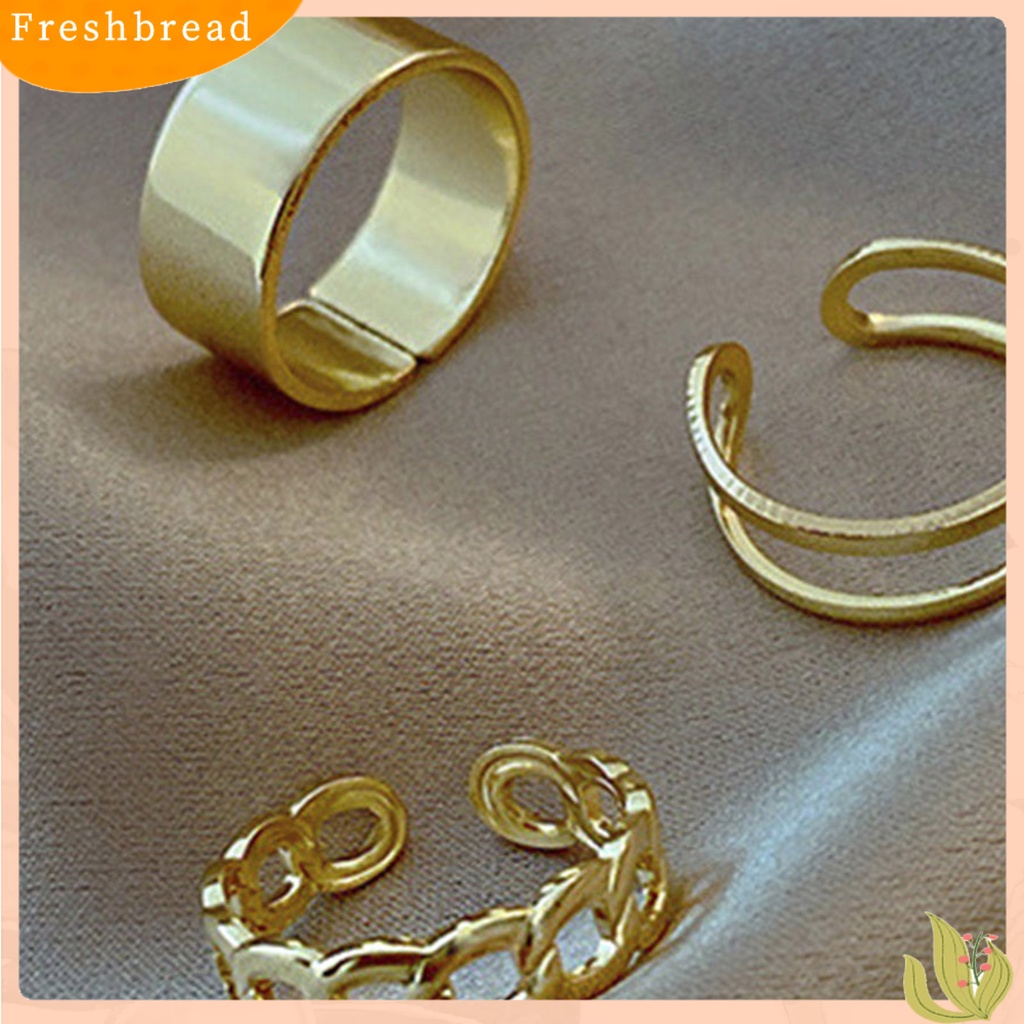 &lt; Freshbread &gt; 3Pcs/Set Cincin Terbuka Retro Adjustable Alloy Punk Hip Pop Finger Rings Kit Untuk Wanita