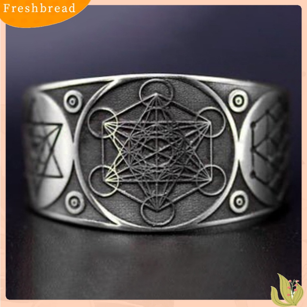 &lt; Freshbread &gt; Pola Hexagram Vintage Unisex Cincin Alloy Pembukaan Yang Dapat Disesuaikan Punk Jari Cincin Perhiasan Aksesori