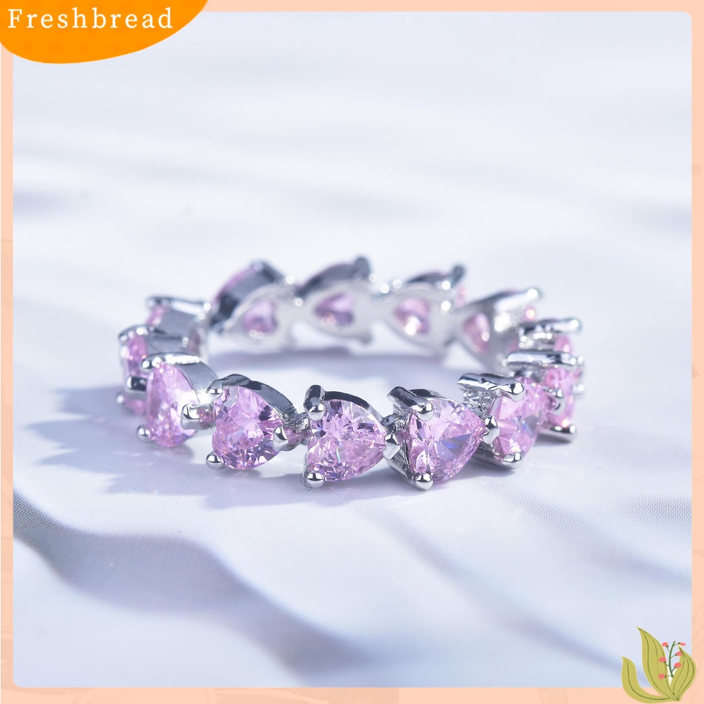 &lt; Freshbread &gt; Cincin Jari Bentuk Hati Berlian Imitasi Wanita Adjustable Pengerjaan Halus Ring Untuk Pacaran