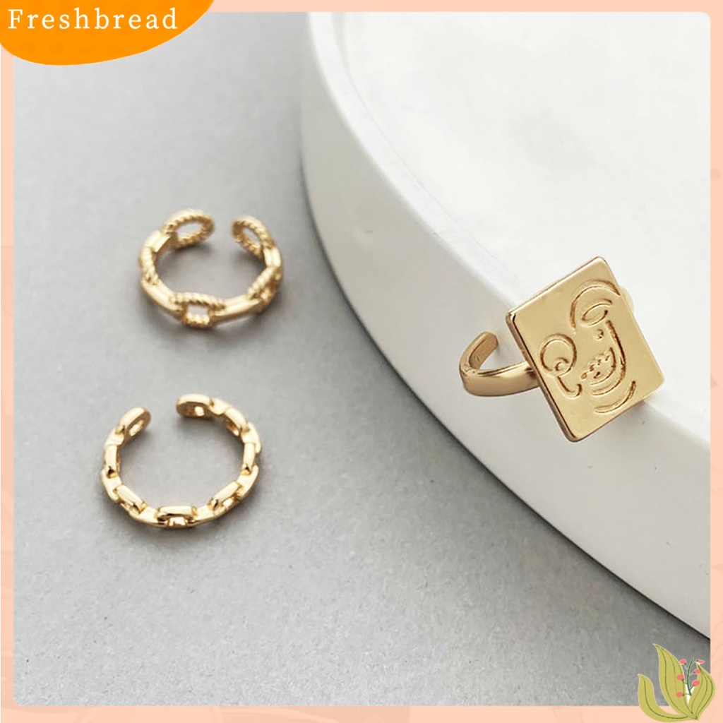 &lt; Freshbread &gt; 3Pcs Cincin Wanita Indah Tahan Aus Alloy Mid Finger Stackable Rings Untuk Pesta