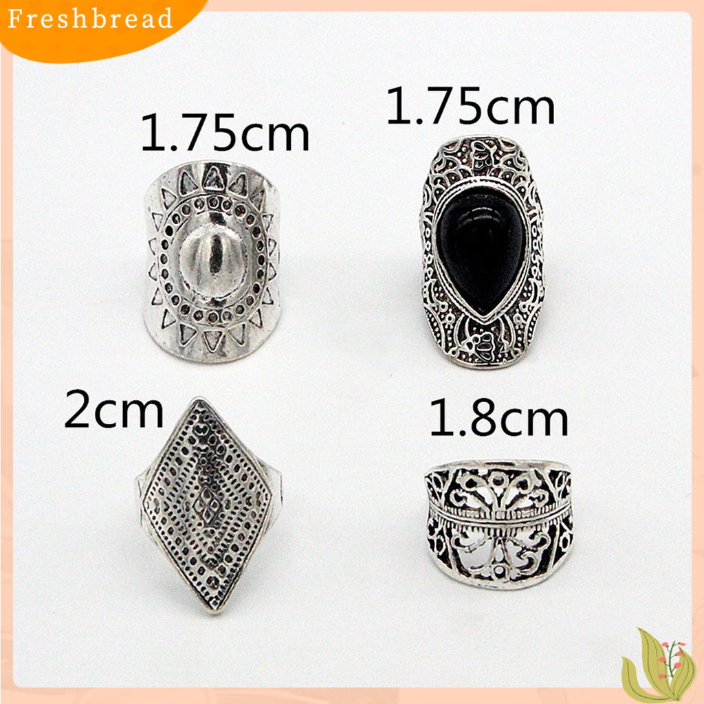 &lt; Freshbread &gt; 4Pcs/Set Cincin Unisex Gaya Bohemian Tahan Aus Cincin Fidget Ringan Super Cool Untuk Pesta