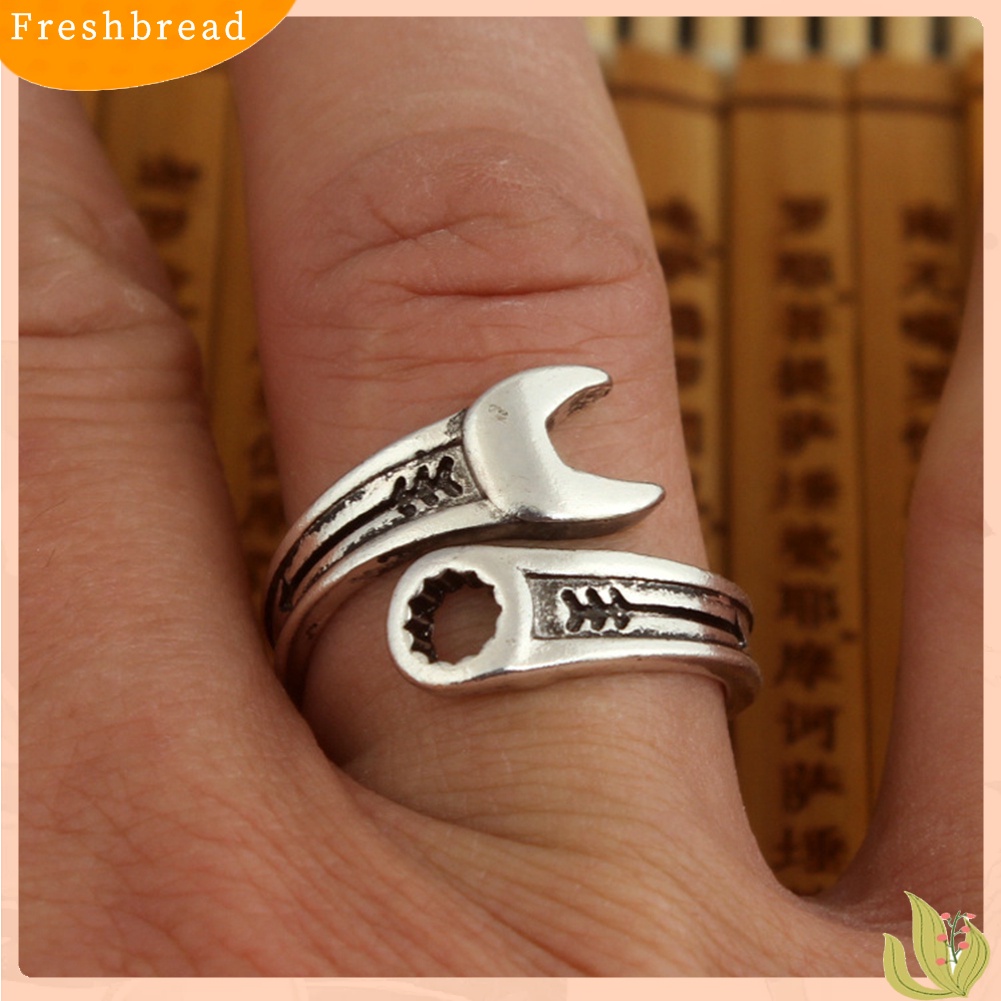 &lt; Freshbread &gt; Retro Adjustable Kreatif Pria Kunci Pas Spanner Pembukaan Cincin Jari Perhiasan Keren