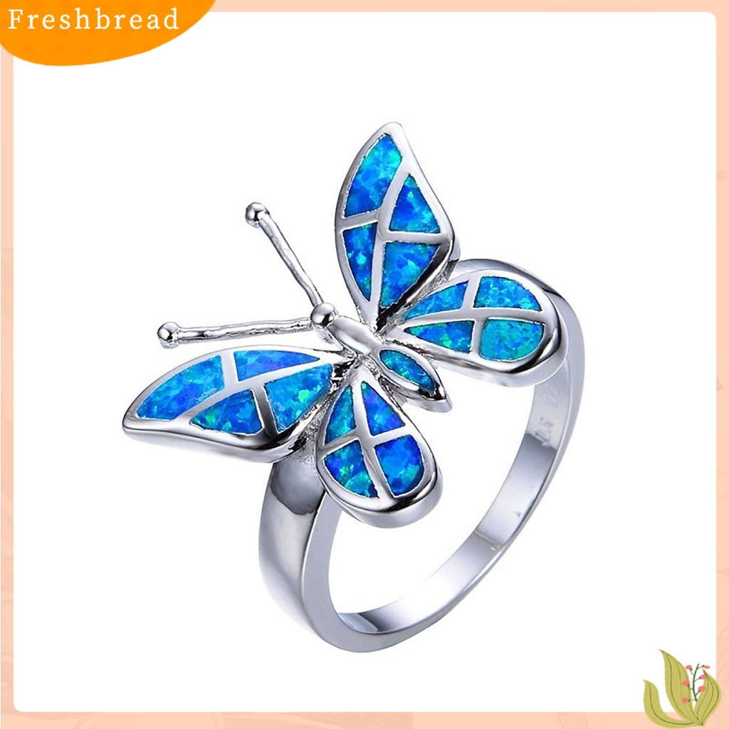 &lt; Freshbread &gt; Dekoratif Good-Looking Wanita Cincin Hadiah Elegan Berlian Imitasi Kupu-Kupu Cincin Perhiasan Alat Ekstra