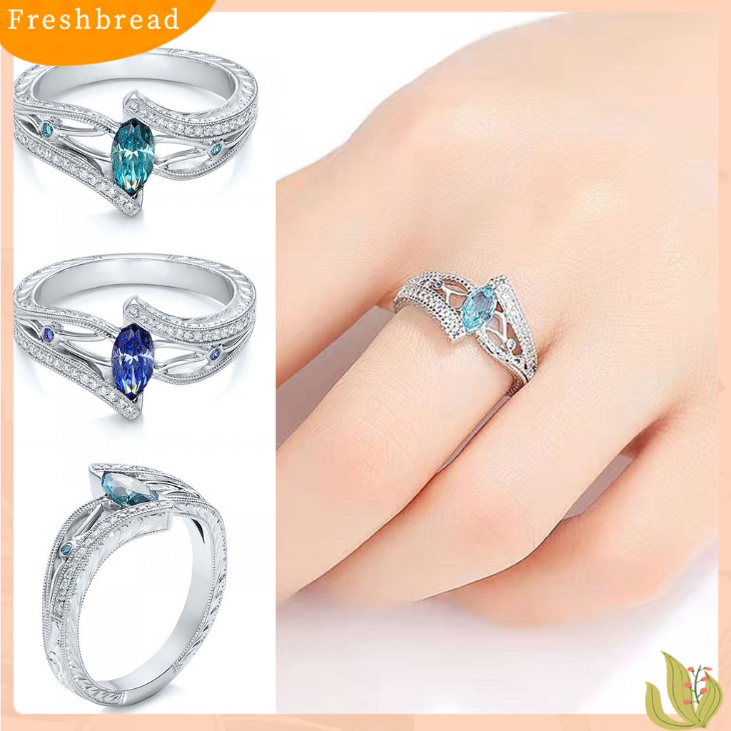 &lt; Freshbread &gt; Band Pernikahan Eye-catching Permukaan Mengkilap Alloy Sparkling Wedding Ring Jewelry Hadiah Ulang Tahun Untuk Pesta