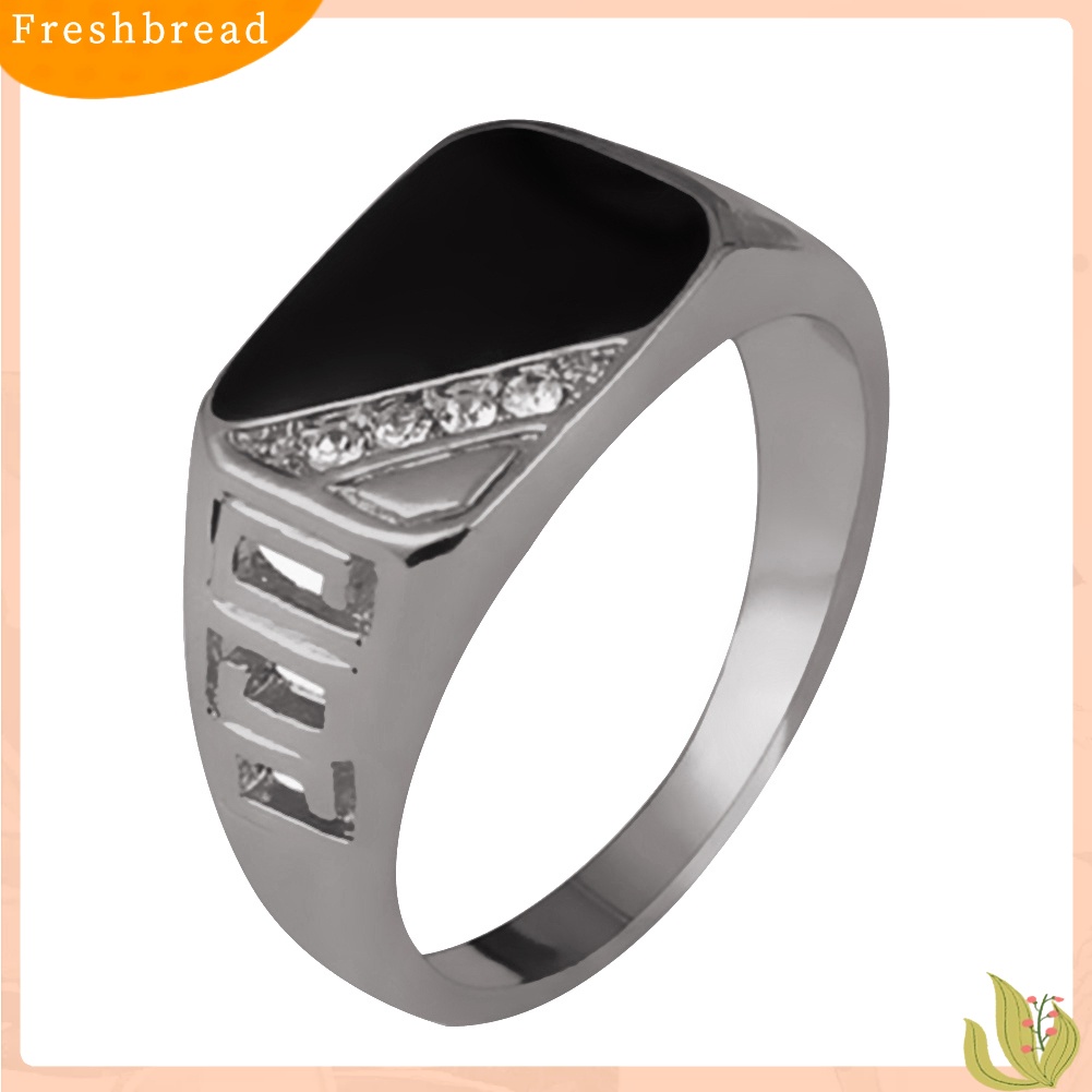 &lt; Freshbread &gt; Fashion Pria Ringkas Segitiga Minyak Drip Berlian Imitasi Pesona Cincin Lebar Jari Band