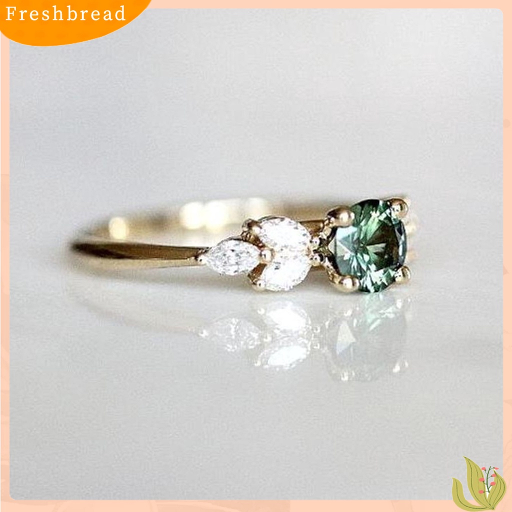 &lt; Freshbread &gt; Lady Finger Ring Indah Berlian Imitasi Hijau Cubic Zircon Female Ring Untuk Pernikahan