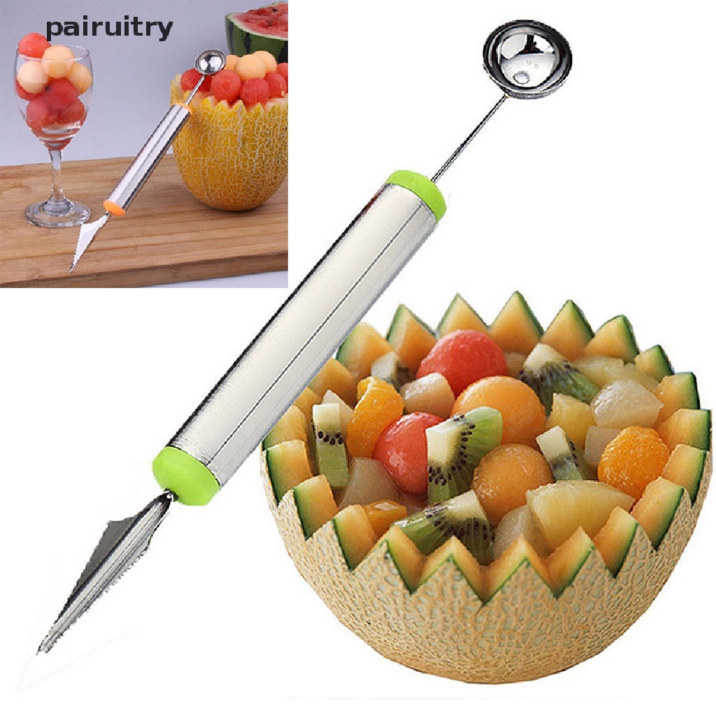 Prt New Stainless Steel Ice Cream Double-End Scoop Spoon Melon Baller Cutter Buah PRT