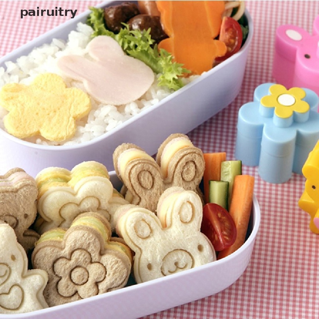 Prt 3pcs Pemotong Kerak Sandwich Cetakan Kue Roti Bento Maker Rabbit Panda Flower PRT