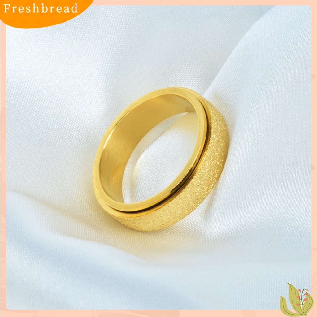 &lt; Freshbread &gt; Spinner Cincin Unisex Populer Penghilang Stress Sand Blast Finish Anti-Kecemasan Gelisah Ring Band Untuk Gaun Harian