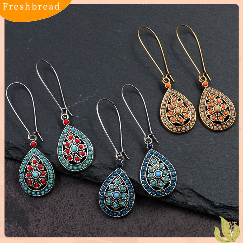 &lt; Freshbread &gt; 1pasang Anting Wanita Bentuk Tetesan Air Gaya Etnik Bohemia Anting Drop Elegan Untuk Pacaran