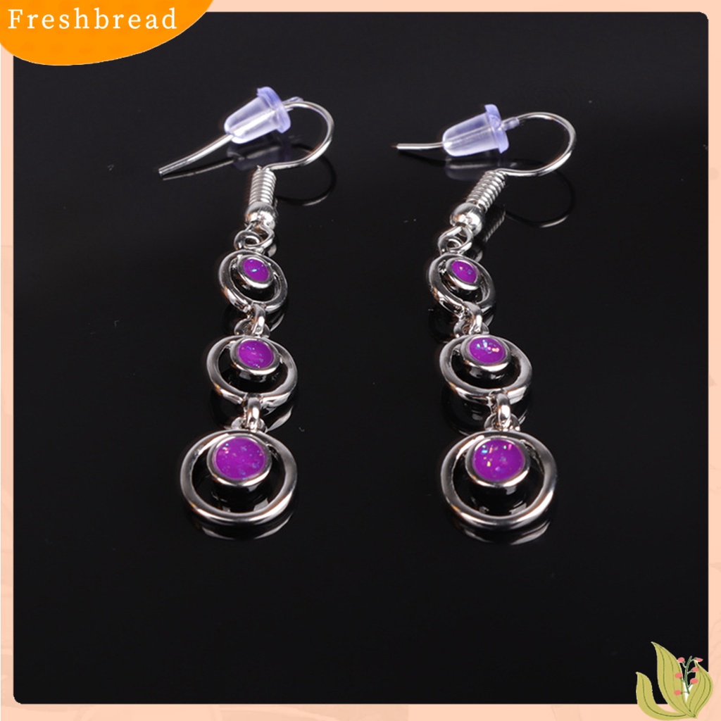 &lt; Freshbread &gt; 1pasang Anting Wanita Panjang Simetris Bulat Hoop Eye-catching Menjuntai Earrings Untuk Prom