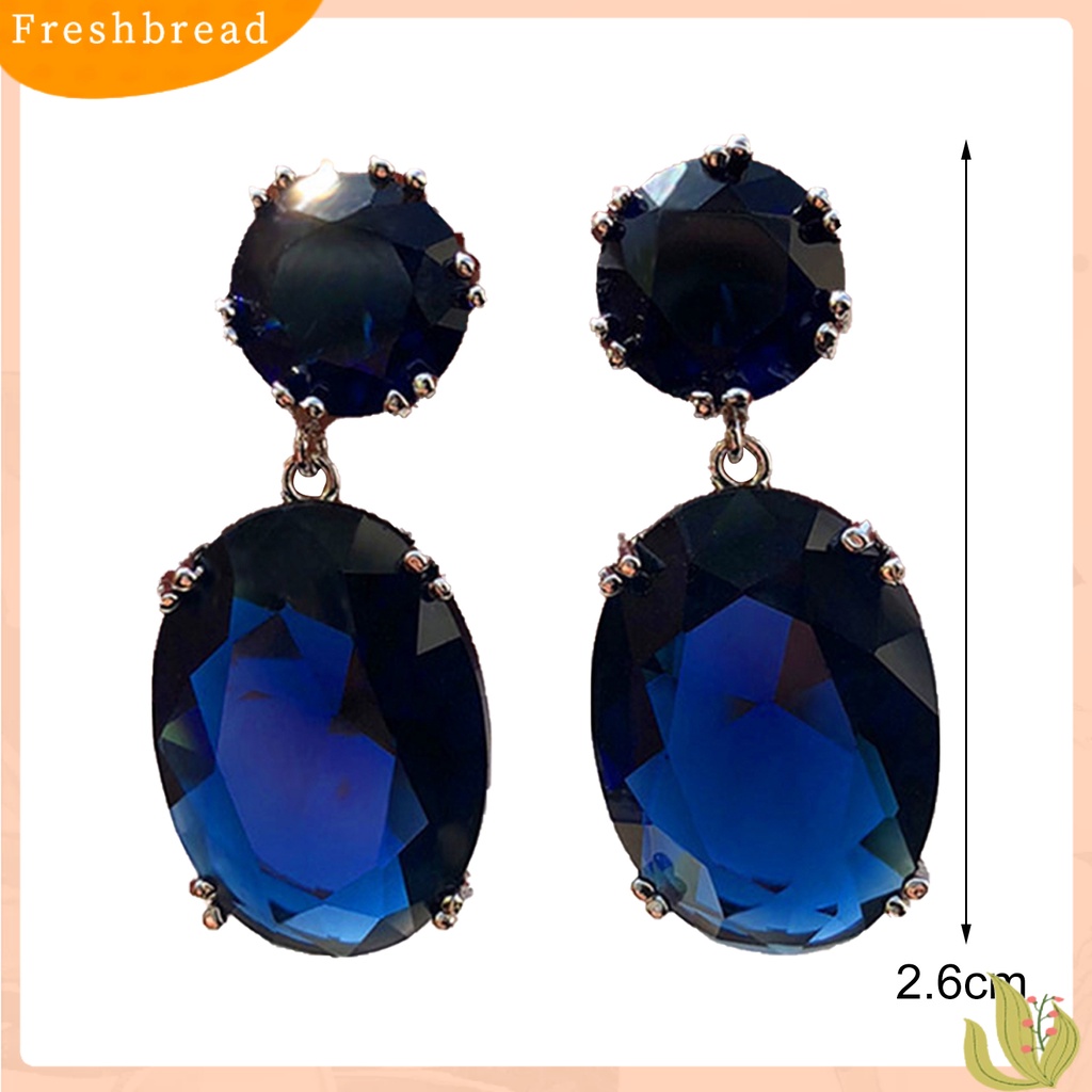 &lt; Freshbread &gt; 1pasang Anting Wanita Berbentuk Telur Cubic Zirconia Perhiasan Electroplating Tahan Lama Menjuntai Earrings Untuk Perjamuan