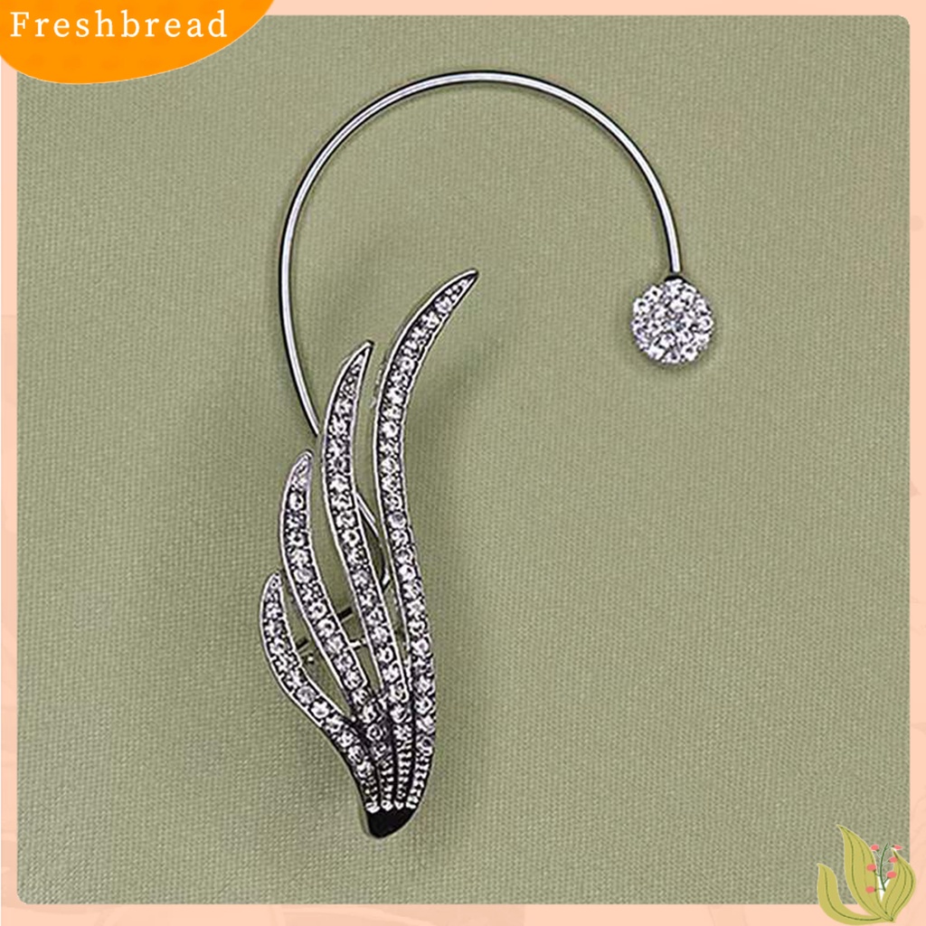 &lt; Freshbread &gt; Lady Klip Telinga Bentuk Sayap Berlian Imitasi Hias Supper Shiny Individu Arc Women Earrings Untuk Prom