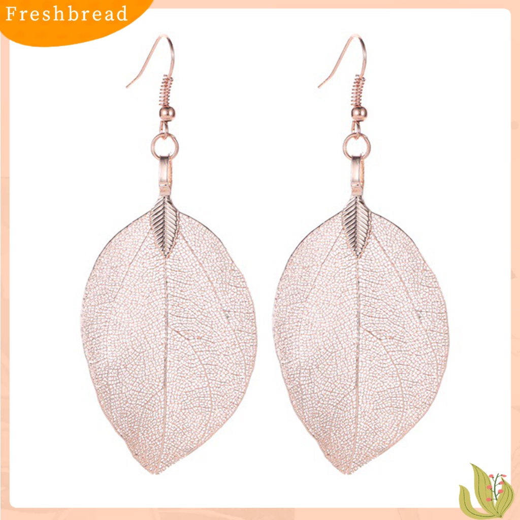 &lt; Freshbread &gt; 1pasang Anting Wanita Stainless Bentuk Daun Hidup Anting Menjuntai Tahan Lama Untuk Pakaian Sehari-Hari