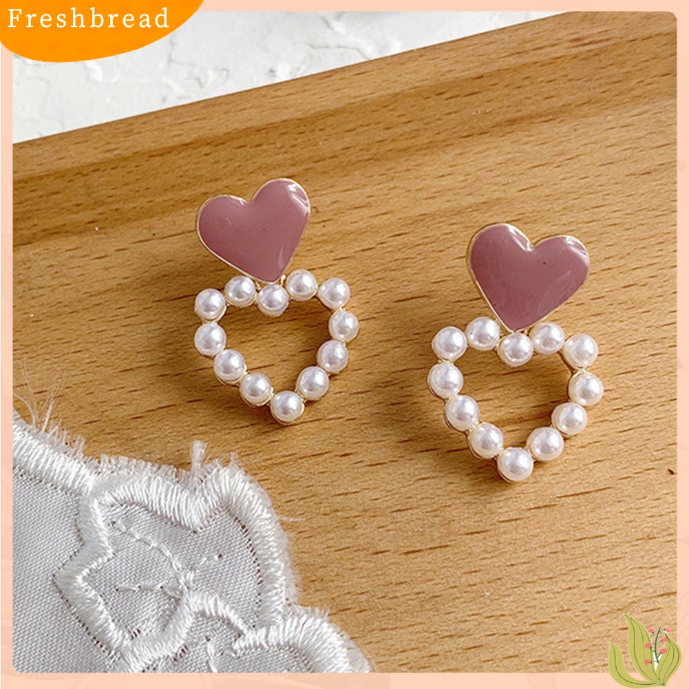 &lt; Freshbread &gt; Fashion Wanita Mutiara Imitasi Busur Bunga Hati Telinga Stud Bintang Anting Perhiasan Hadiah