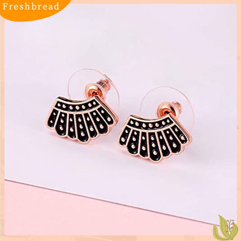 &lt; Freshbread &gt; 1pasang Anting Pejantan Bagus Gloss Nyaman Dipakai Pola Kipas Indah Pesona Perhiasan Fashion Busana Daily Dress Up Aksesori Tindik Telinga Studs Wanita Anting-Anting