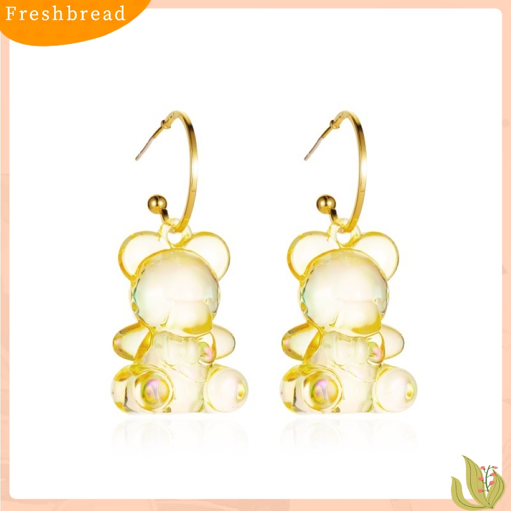 &lt; Freshbread &gt; Wanita Indah Desain Beruang Tiga Dimensi Transparan Anting Perhiasan Hadiah