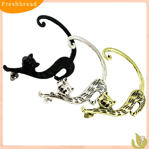 &lt; Freshbread &gt; 1pasang Wanita Vintage Punk Gothic Seksi Kucing Pesona Pucat Telinga Cuff Stud Earrings