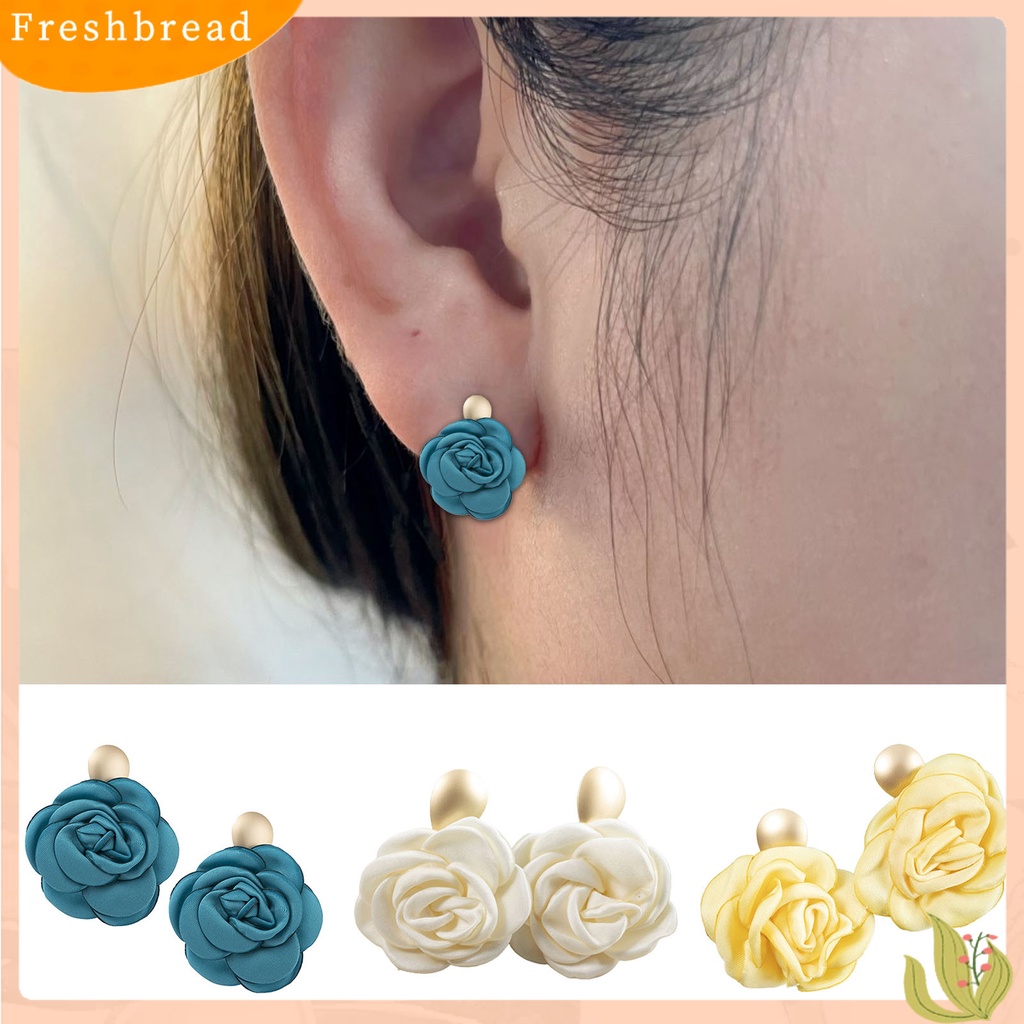 &lt; Freshbread &gt; 1pasang Anting Wanita Desain Baik Hadiah Sempurna Perhiasan Aksesoris Retro Bunga Mawar Stud Earrings Untuk Pacaran