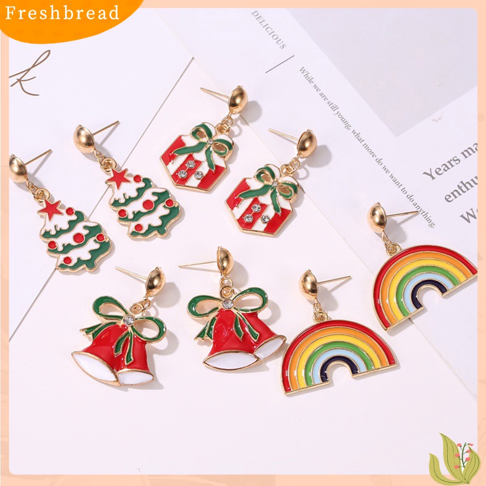 &lt; Freshbread &gt; Wanita Pohon Natal Snowflake Labu Liontin Telinga Stud Anting Perhiasan Hadiah