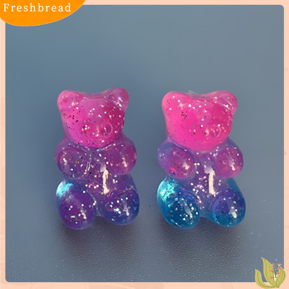 &lt; Freshbread &gt; Fashion Wanita Permen Warna Kartun Gummy Bear Ear Stud Earrings Perhiasan Hadiah