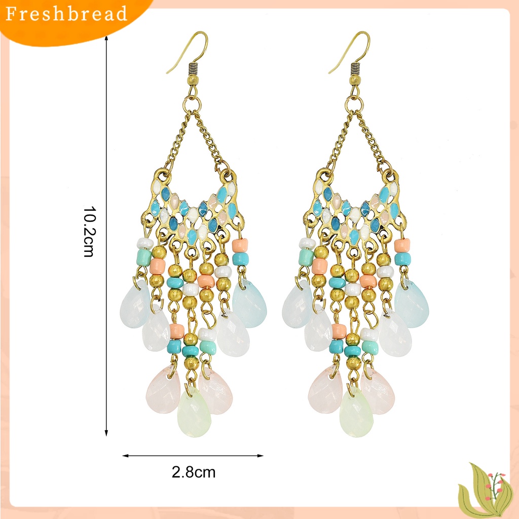 &lt; Freshbread &gt; 1pasang Menjuntai Anting Manik-Manik Hias Alloy Bentuk Tetesan Air Gantung Kait Anting Hadiah