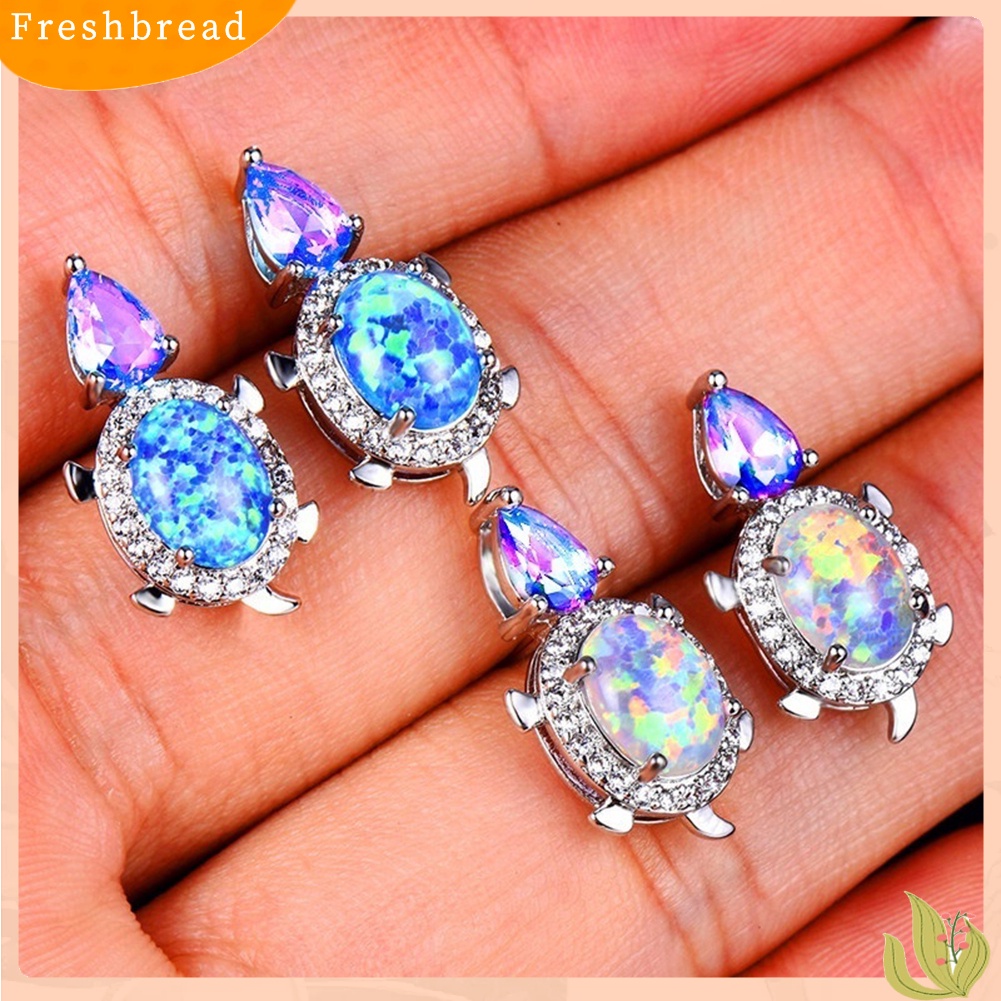 &lt; Freshbread &gt; Fashion Wanita Kura-Kura Imitasi Opal Berlian Imitasi Ear Stud Earrings Perhiasan Pesta