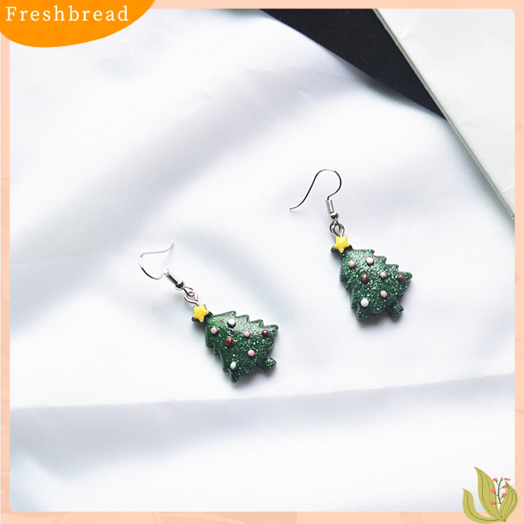 < Freshbread > 1pasang Anting Menjuntai Santa Claus Lucu Wanita Topi Kartun Liontin Anting Kait Untuk Natal