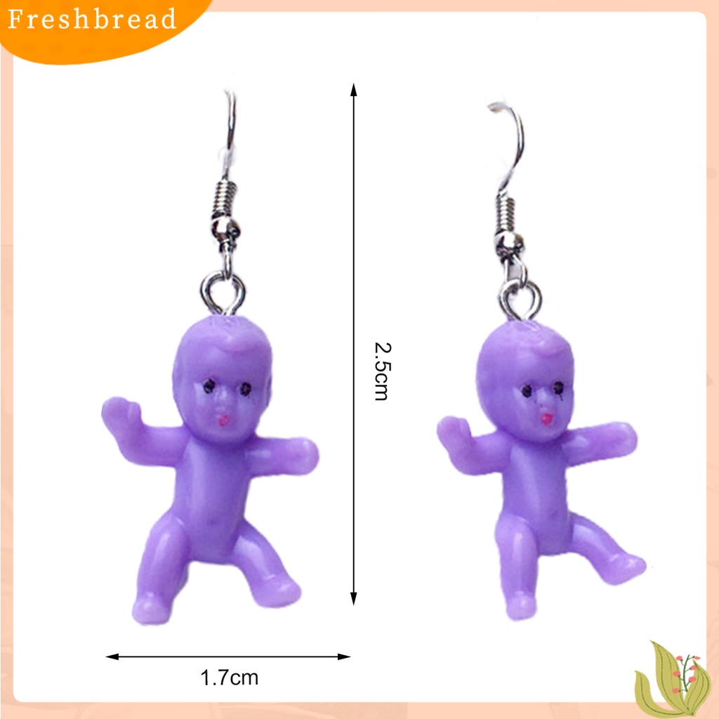 &lt; Freshbread &gt; 1pasang Anting Menjuntai Mini Realistis Buatan Tangan Hias All-match Aksesoris Baby Shower Hadiah Wanita Baby Doll Liontin Drop Earrings Klip Telinga Untuk Pakaian Sehari-Hari