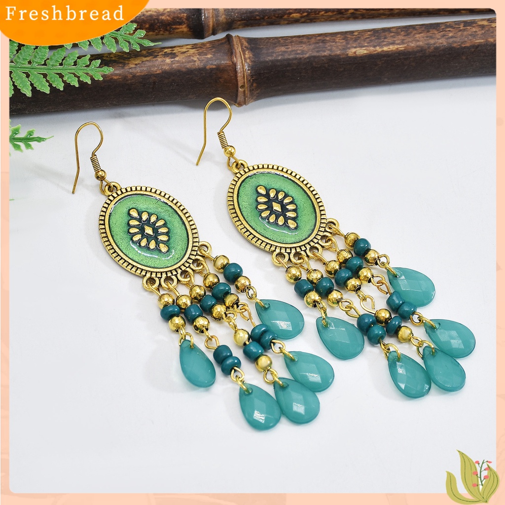 &lt; Freshbread &gt; 1pasang Anting Lady Bentuk Tetesan Air Gaya Etik Vintage Anting Menjuntai Portable Untuk Prom