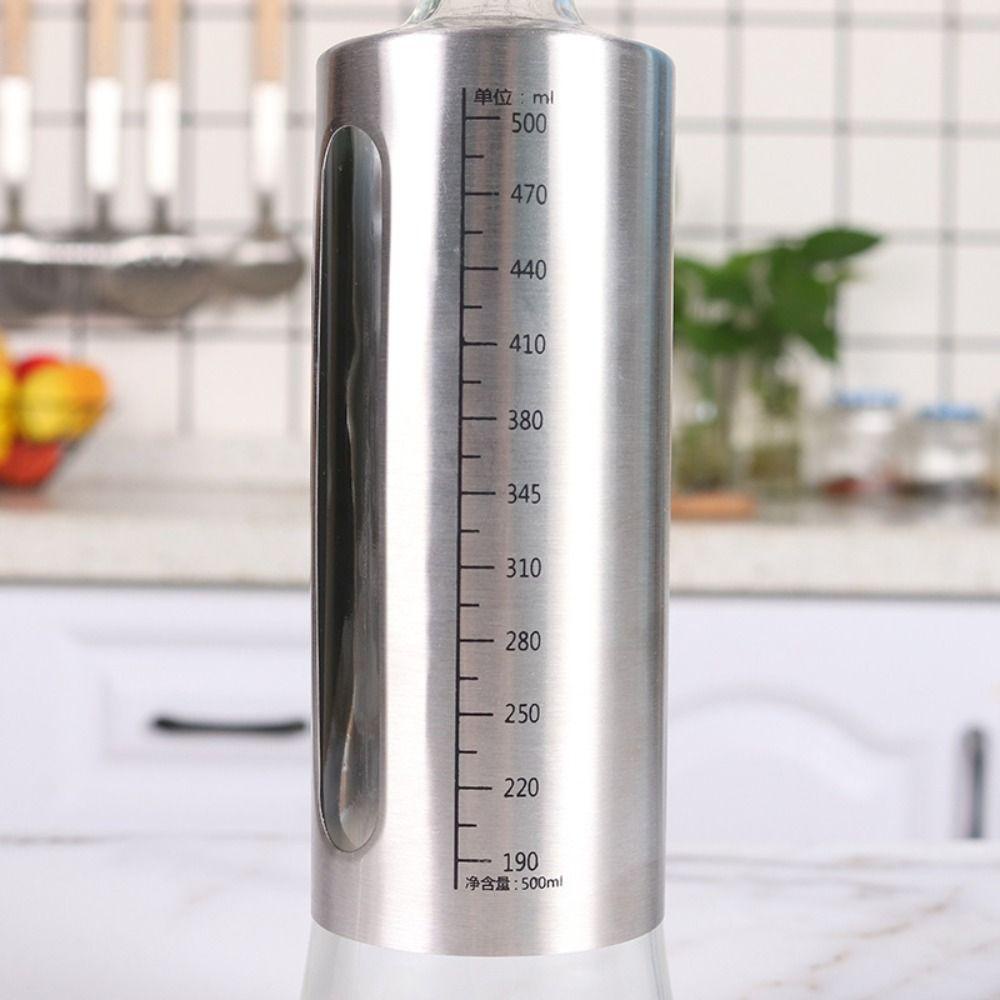 [Elegan] Teko Minyak Kaca Anti Bocor Dapur Stainless Steel Minyak Zaitun Dispenser Penyimpanan Bumbu