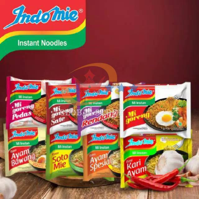 

Varian indomie goreng / indomie ayam bawang / indomie ayam special / indomie goreng rendang