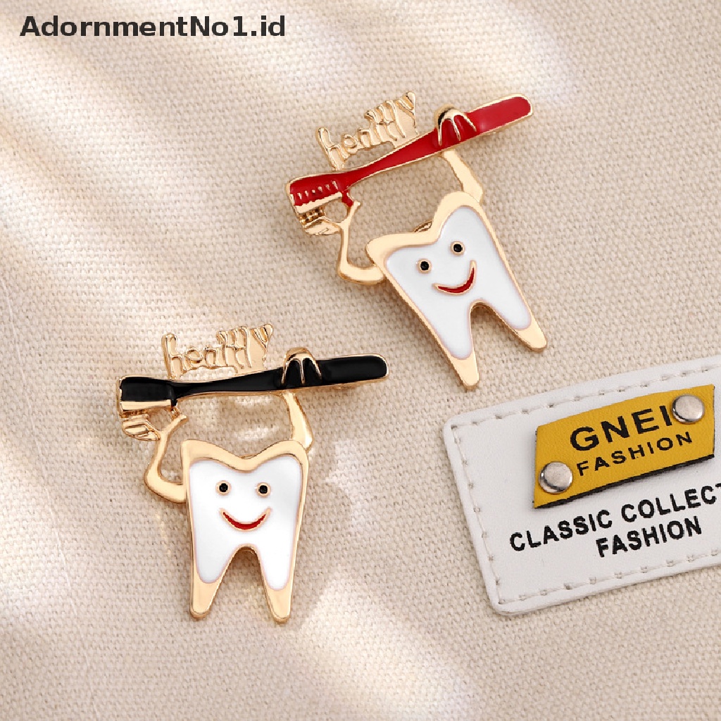 [AdornmentNo1] Kartun Menyenangkan Sikat Gigi Kreatif Melindungi Gigi Bros Indah Sikat Gigi Gigi Enamel Pin Kerah Lencana Aksesoris Dentis Dokter Perhiasan [ID]