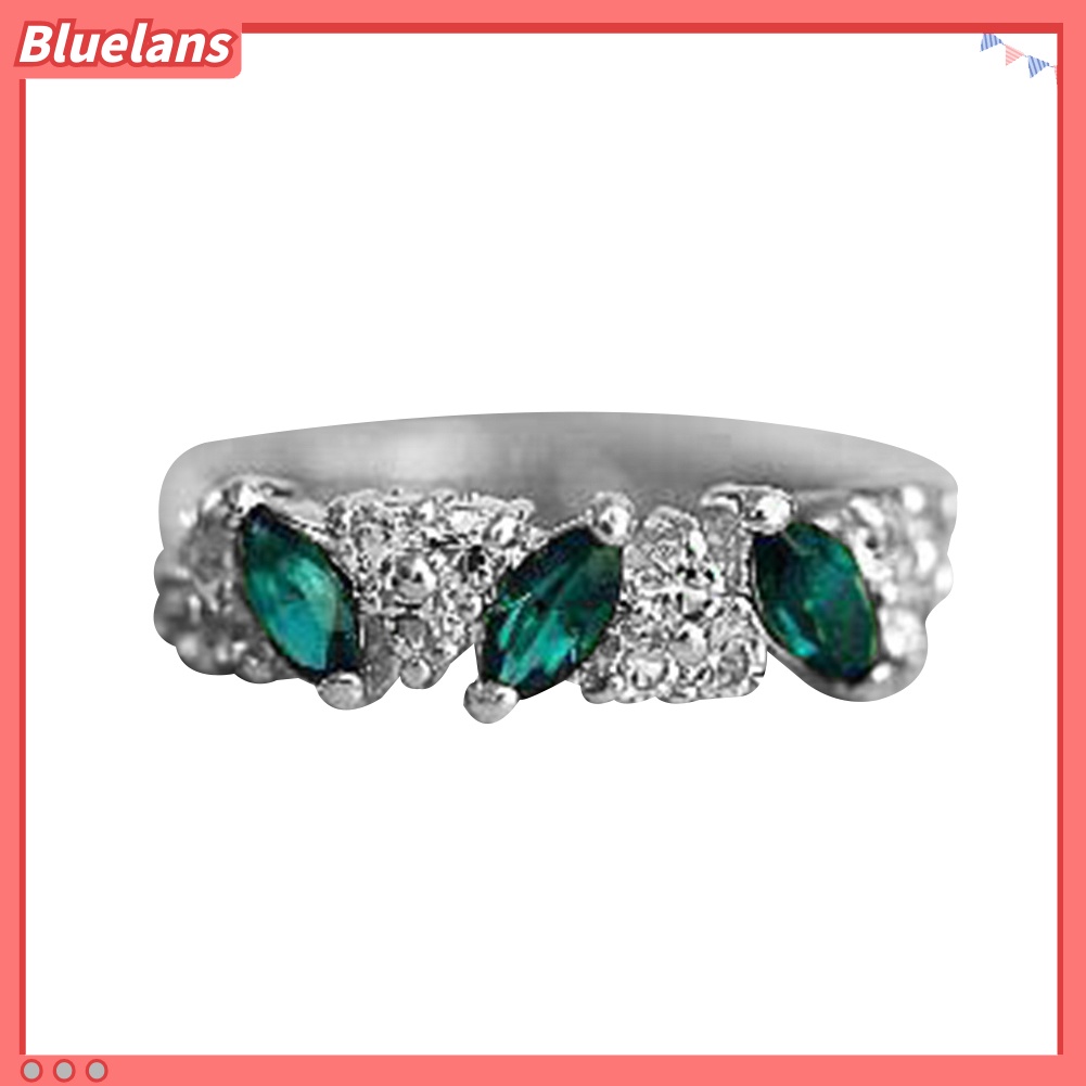 {In Stock} Vintage Wanita Emerald Cubic Zirconia Bertatahkan Jari Cincin Hadiah Perhiasan Pernikahan