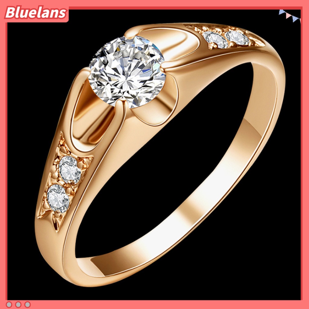 {In Stock} Cincin Wanita Halus Mengkilap Tembaga Berlian Imitasi Cincin Kawin Tertanam Untuk Pesta