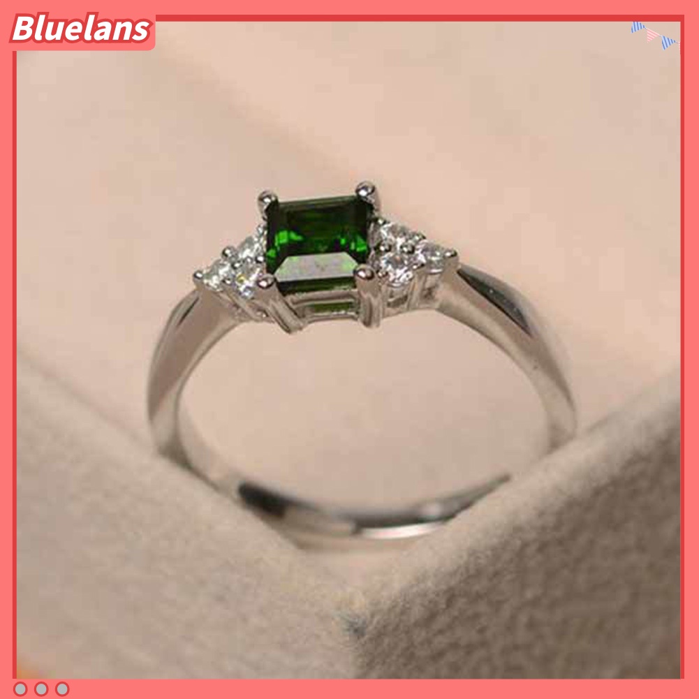 {In Stock} Fashion Wanita Square Cut Cubic Zirconia Hias Cincin Pertunangan Perhiasan Hadiah