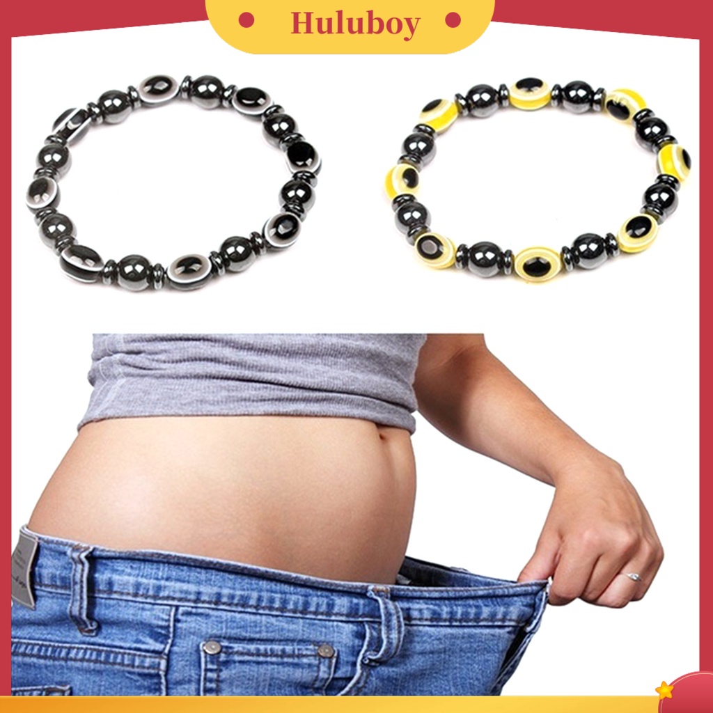 {Ready Stock} ic Gelang Unisex Menurunkan Berat Badan Hematite Eyes Healing Beads Stretch Bangle