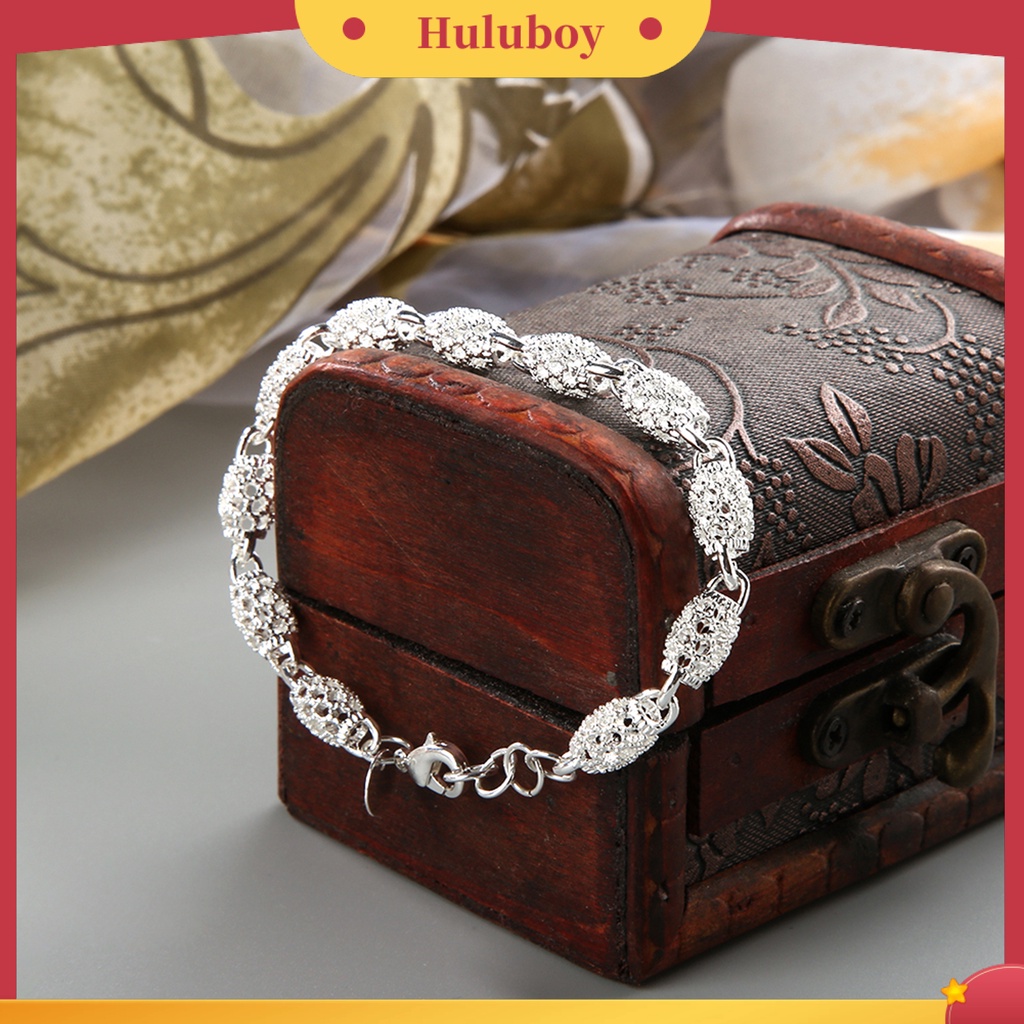 {Ready Stock} Gelang Elegan Anti Karat Wanita Lapis Silver Hollow Bola Bangle Rantai Untuk Travel