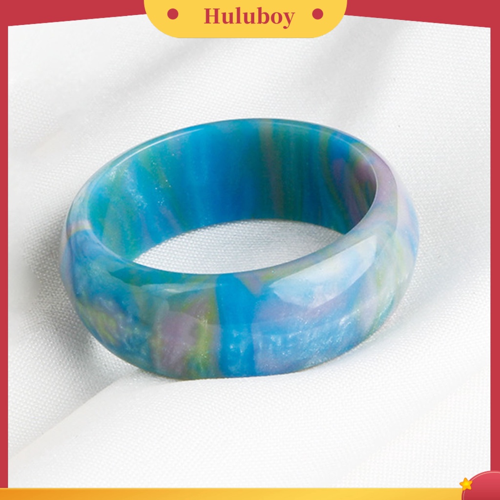 {Ready Stock} Lebar Halus Resin Lady Ring Awan Warna-Warni Tebal Cincin Perhiasan Aksesori